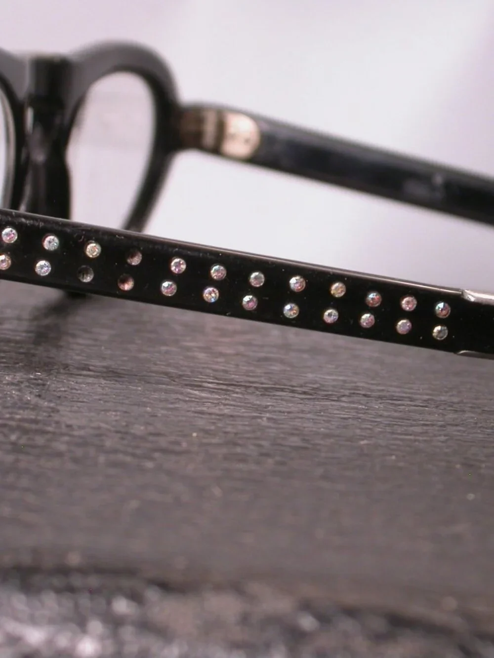 Vintage Fancy Black Rhinestone Incredible Folding Strange Off Set Reading glasse